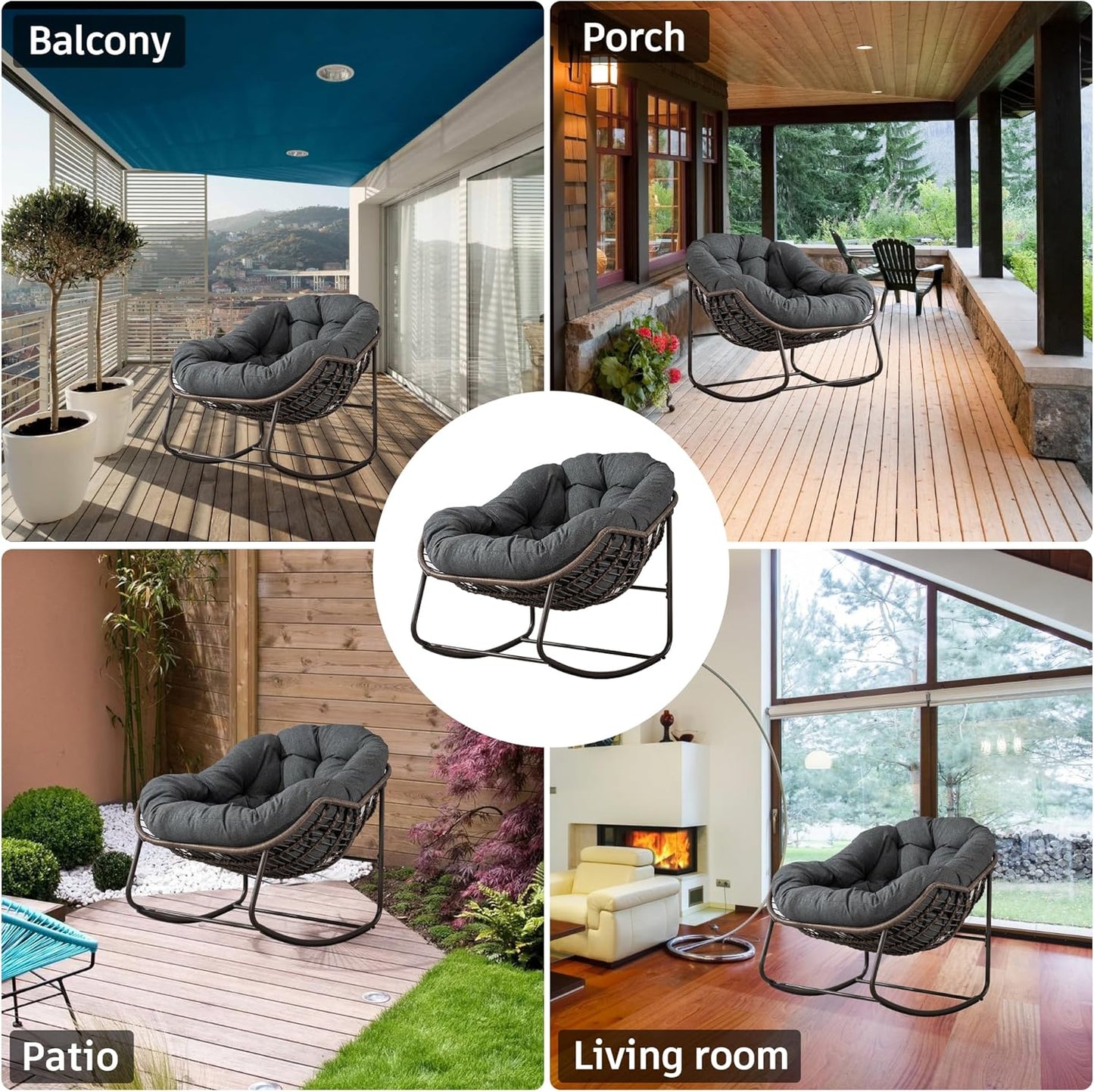 Multi-Functional Rattan Chair 2025 - Rocking Recliner Perfect for Balcony Lounging, Patio Relaxation and Indoor Napping