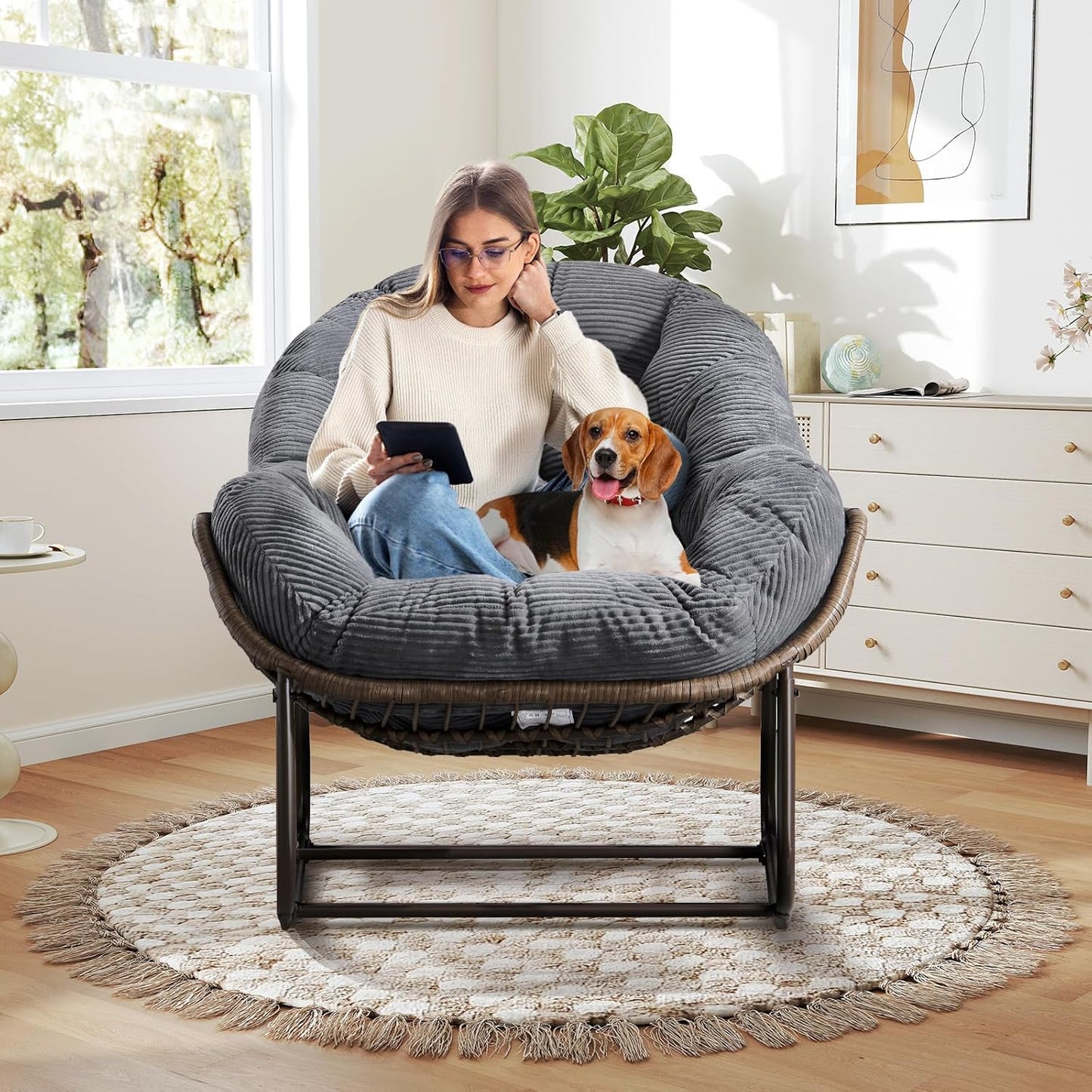 Multi-Functional Rattan Chair 2025 - Rocking Recliner Perfect for Balcony Lounging, Patio Relaxation and Indoor Napping