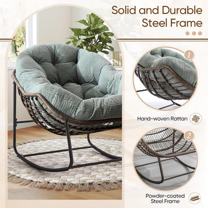 Multi-Functional Rattan Chair 2025 - Rocking Recliner Perfect for Balcony Lounging, Patio Relaxation and Indoor Napping