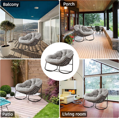Multi-Functional Rattan Chair 2025 - Rocking Recliner Perfect for Balcony Lounging, Patio Relaxation and Indoor Napping