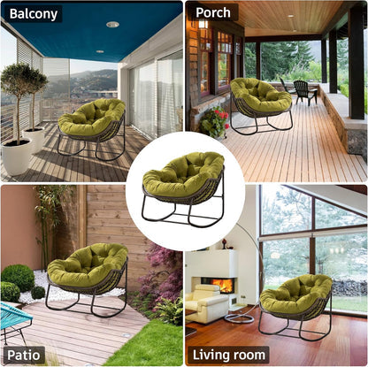 Multi-Functional Rattan Chair 2025 - Rocking Recliner Perfect for Balcony Lounging, Patio Relaxation and Indoor Napping
