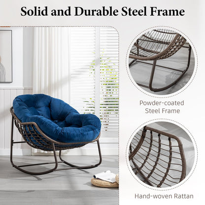 Multi-Functional Rattan Chair 2025 - Rocking Recliner Perfect for Balcony Lounging, Patio Relaxation and Indoor Napping