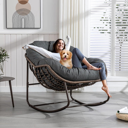 Multi-Functional Rattan Chair 2025 - Rocking Recliner Perfect for Balcony Lounging, Patio Relaxation and Indoor Napping