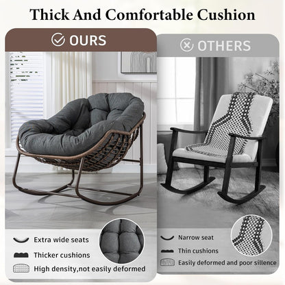 Multi-Functional Rattan Chair 2025 - Rocking Recliner Perfect for Balcony Lounging, Patio Relaxation and Indoor Napping