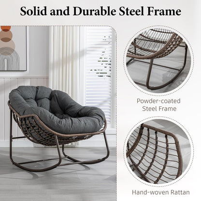 Multi-Functional Rattan Chair 2025 - Rocking Recliner Perfect for Balcony Lounging, Patio Relaxation and Indoor Napping