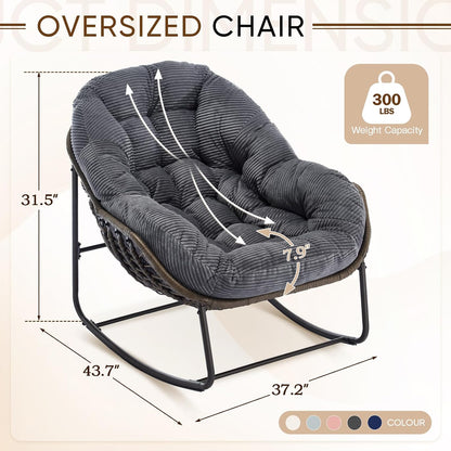 Multi-Functional Rattan Chair 2025 - Rocking Recliner Perfect for Balcony Lounging, Patio Relaxation and Indoor Napping