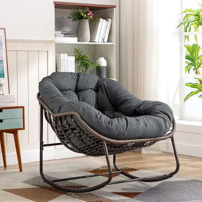 Multi-Functional Rattan Chair 2025 - Rocking Recliner Perfect for Balcony Lounging, Patio Relaxation and Indoor Napping