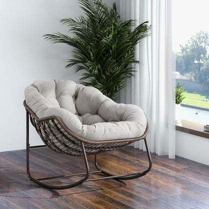 Multi-Functional Rattan Chair 2025 - Rocking Recliner Perfect for Balcony Lounging, Patio Relaxation and Indoor Napping
