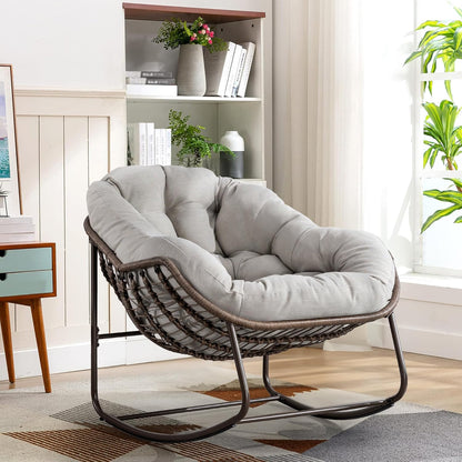 Multi-Functional Rattan Chair 2025 - Rocking Recliner Perfect for Balcony Lounging, Patio Relaxation and Indoor Napping