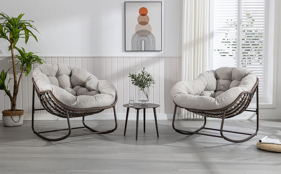 Multi-Functional Rattan Chair 2025 - Rocking Recliner Perfect for Balcony Lounging, Patio Relaxation and Indoor Napping