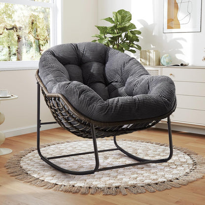 Multi-Functional Rattan Chair 2025 - Rocking Recliner Perfect for Balcony Lounging, Patio Relaxation and Indoor Napping