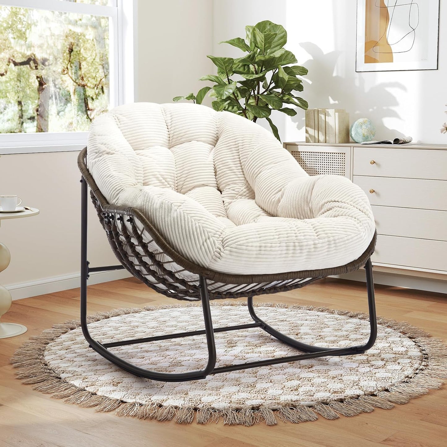 Multi-Functional Rattan Chair 2025 - Rocking Recliner Perfect for Balcony Lounging, Patio Relaxation and Indoor Napping